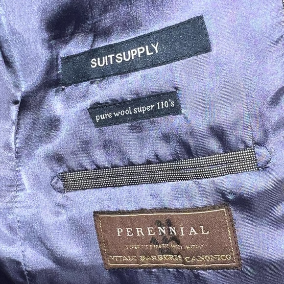 $399 Suitsupply Napoli perennial VBC wool mid gray dot suit jacket - Picture 7 of 12